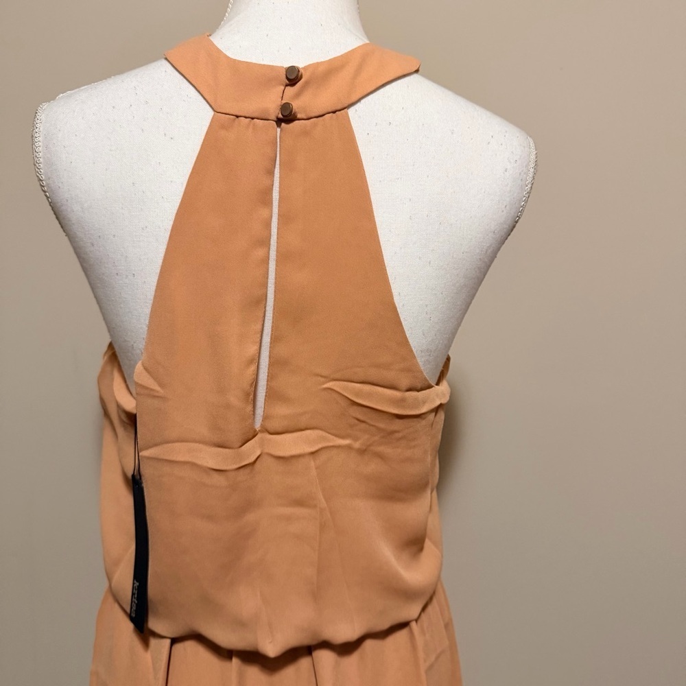 NWT Revolve Krisa wrap front halter mini dress womens size medium in tan - Picture 5 of 10